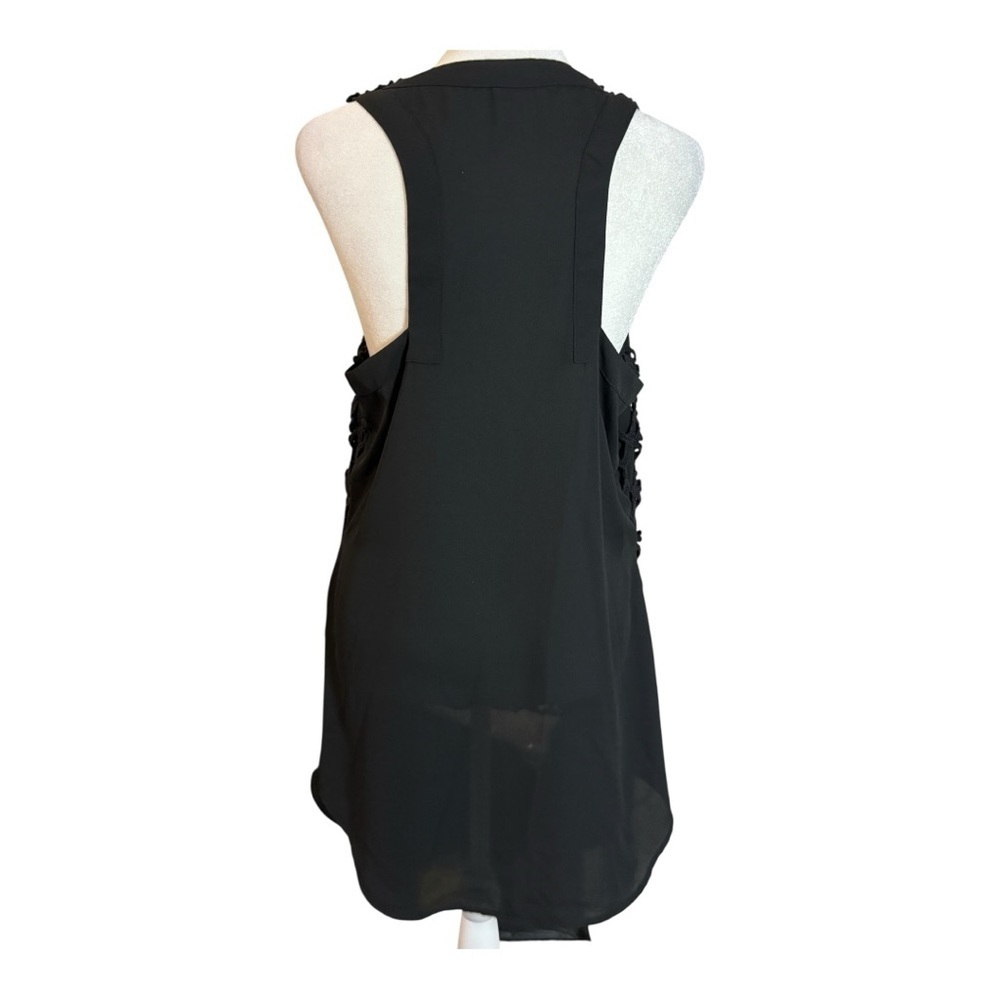 Banana Republic Black Lace Overlay Dress Geometric Pattern Size L - Picture 3 of 6